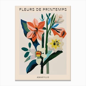 Spring Floral French Poster  Amaryllis 1 Canvas Print