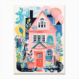 A House In London, Abstract Risograph Style 3 Canvas Print