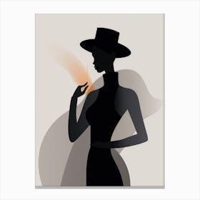 Silhouette Of A Woman Smoking A Cigarette 1 Canvas Print