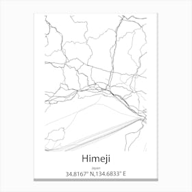 Himeji,Japan Minimalist Map Canvas Print