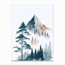 Mountain And Forest In Minimalist Watercolor Vertical Composition 162 Canvas Print