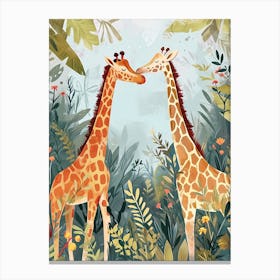 Giraffes In Love Modern Illustration 2 Canvas Print