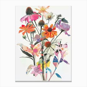 Coneflower 2 Collage Flower Bouquet Canvas Print