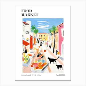 The Food Market In Malibu 3 Illustration Poster Canvas Print