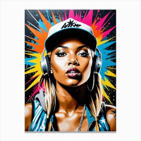 Graffiti Mural Of Beautiful Hip Hop Girl 5 Canvas Print