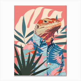 Lizard In A Floral Shirt Modern Colourful Abstract Illustration 2 Canvas Print