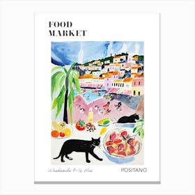 The Food Market In Positano 1 Illustration Poster Canvas Print