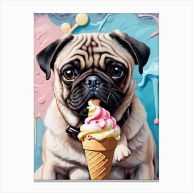 Pug With Ice Cream 1 Canvas Print