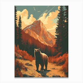 Grizzly Bear Mountain Forest Canvas Print