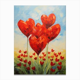 Red Hearts Flower Balloons Valentine's Day Canvas Print