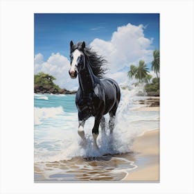 A Horse Oil Painting In Eagle Beach, Aruba, Portrait 2 Canvas Print