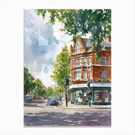 Ealing London Borough   Street Watercolour 1 Canvas Print