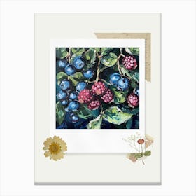 Scrapbook Blueberries Fairycore Painting 3 Canvas Print