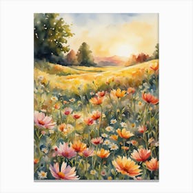 Watercolor Of Cosmos Canvas Print