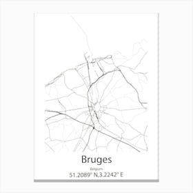 Bruges,Belgium Minimalist Map Canvas Print