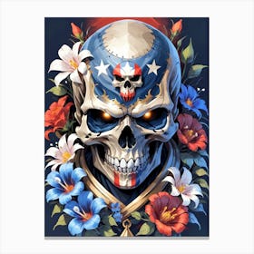 American Flag Floral Face Evil Death Skull (48) Canvas Print