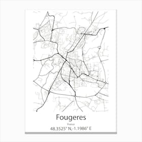 Fougeres,France Minimalist Map Canvas Print