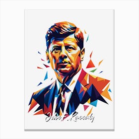 John F Kennedy 2 Portrait WPAP Pop Art Canvas Print