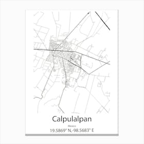 Calpulalpan,Mexico Minimalist Map Canvas Print