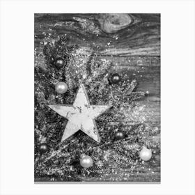 Christmas Tree On A Wooden Background Canvas Print