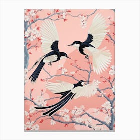 Vintage Japanese Inspired Bird Print Magpie 6 Canvas Print