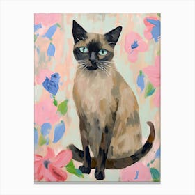 A Siamese Cat Painting, Impressionist Painting 2 Canvas Print