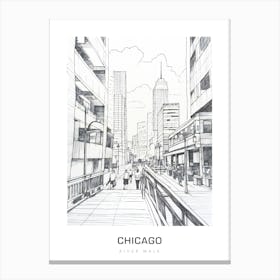 River Walk, Chicago B&W Poster Canvas Print
