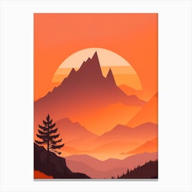 Misty Mountains Vertical Composition In Orange Tone 170 Canvas Print