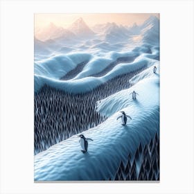 Penguins In The Snow Canvas Print