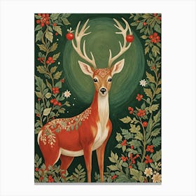 Botanical Christmas Deer Canvas Print