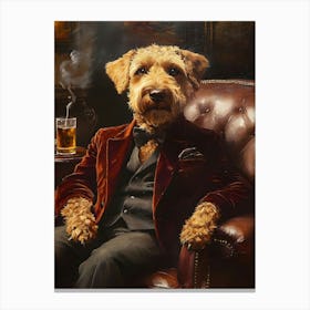 Classy Airedale At The Bar 18 Canvas Print