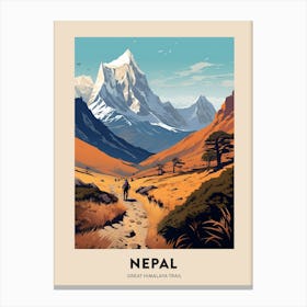 Great Himalaya Trail Nepal 1 Vintage Hiking Travel Poster Canvas Print