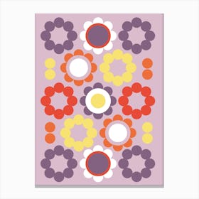 Abstract Retro Flowers Canvas Print