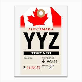 Toronto (YYZ) Ontario, Canada Vintage Airline Luggage Tag Canvas Print