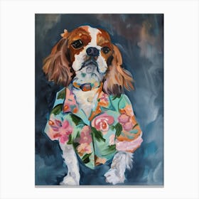 Animal Party: Crumpled Cute Critters with Cocktails and Cigars Hawaiian Dog Canvas Print