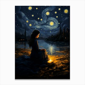 Nocturnal Symphony Starry Night Reimagined Through Modern Eyes Canvas Print