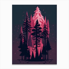 A Fantasy Forest At Night In Red Theme 46 Canvas Print