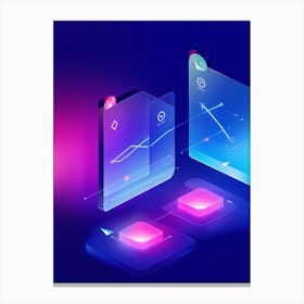 Abstract Navigation Arrows Digital Interface Design Fluid Lines Intersecting Gradient Colors Shif (1) 2 Canvas Print