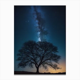 Lone Tree At Night stars Canvas Print