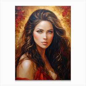 Portrait Of A Woman In Red Dress Canvas Print