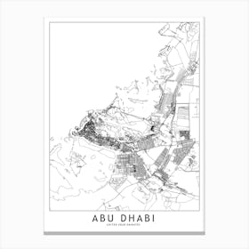 Abu Dhabi White Map Canvas Print