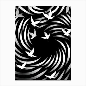 White Doves Flying In The Wind Canvas Print