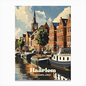 Haarlem Netherlands Canal Travel Art Canvas Print