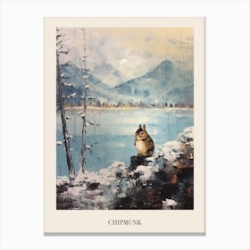 Vintage Winter Animal Painting Poster Chipmunk 3 Canvas Print