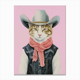 Cowboy Ginger Cat Quirky Western Print Pet Decor 2 Canvas Print