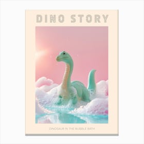 Pastel Toy Dinosaur In The Bubble Bath 1 Poster Canvas Print