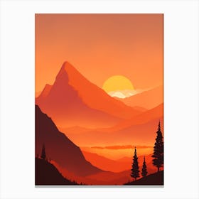 Misty Mountains Vertical Composition In Orange Tone 89 Canvas Print