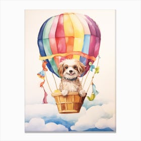 Baby Dog 3 In A Hot Air Balloon Canvas Print