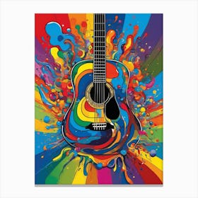 Drippy Trippy Rainbow Guitar Canvas Print