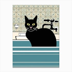 Black Cat In Bathtub 4 Canvas Print